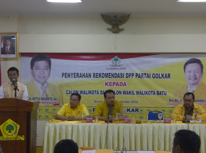 Pilwali Batu 2017,Partai Golkar Dukung Dewanti Rumpoko Dan Punjul Santoso