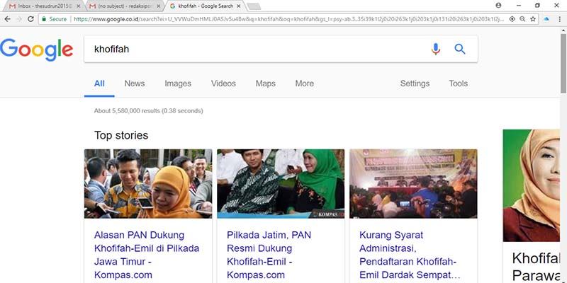 Pilgub Jatim 2018, Rekam Jejak Digital Khofifah Tertinggi di Google