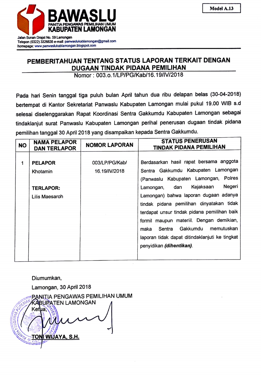 Laporan PKH Ditunggangi Paslon Khofifah-Emil Tak Terbukti, Bawaslu Hentikan Penyelidikan