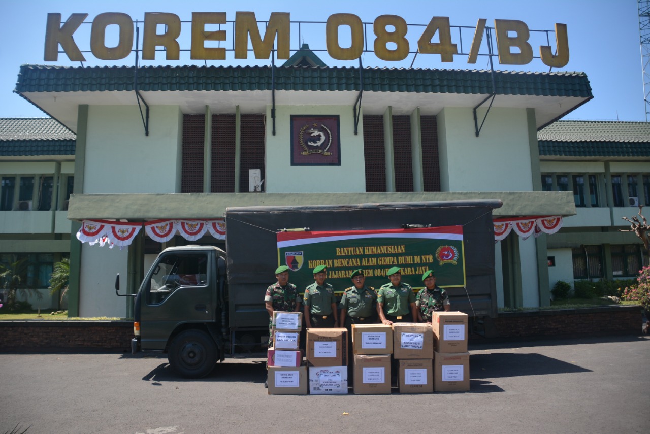 Korem 084/Bhaskara Jaya Kirim Bantuan ke Lokasi Pasca Gempa di Lombok