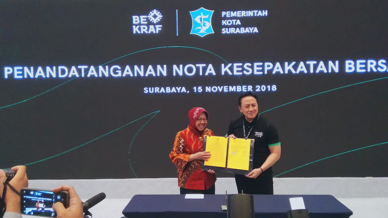 Dukung Ekonomi Kreatif, Risma Tandatangan MoU dengan Bekraf