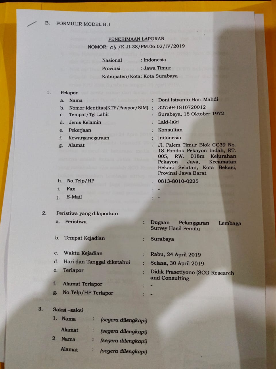 Lembaganya Dilaporkan Ke Bawaslu, Ini Kata Direktur SCG