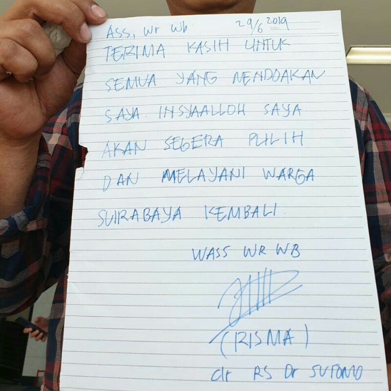 Kondisi Risma Terus Membaik, Risma Tulis Surat Dari RS Dr Soetomo