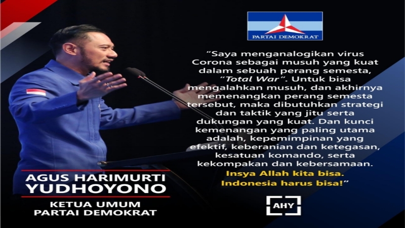 Partai Demokrat Keluarkan 6 Rekomendasi Hadapi Wabah Corona, AHY: Total War