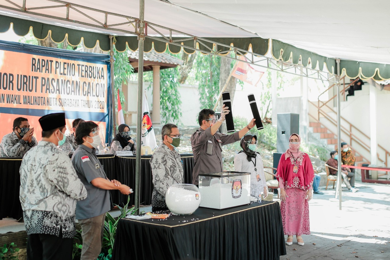 Gelar Sidang Pleno Terbuka, KPU Surabaya Tetapkan Nomor Urut Paslon Pilwali