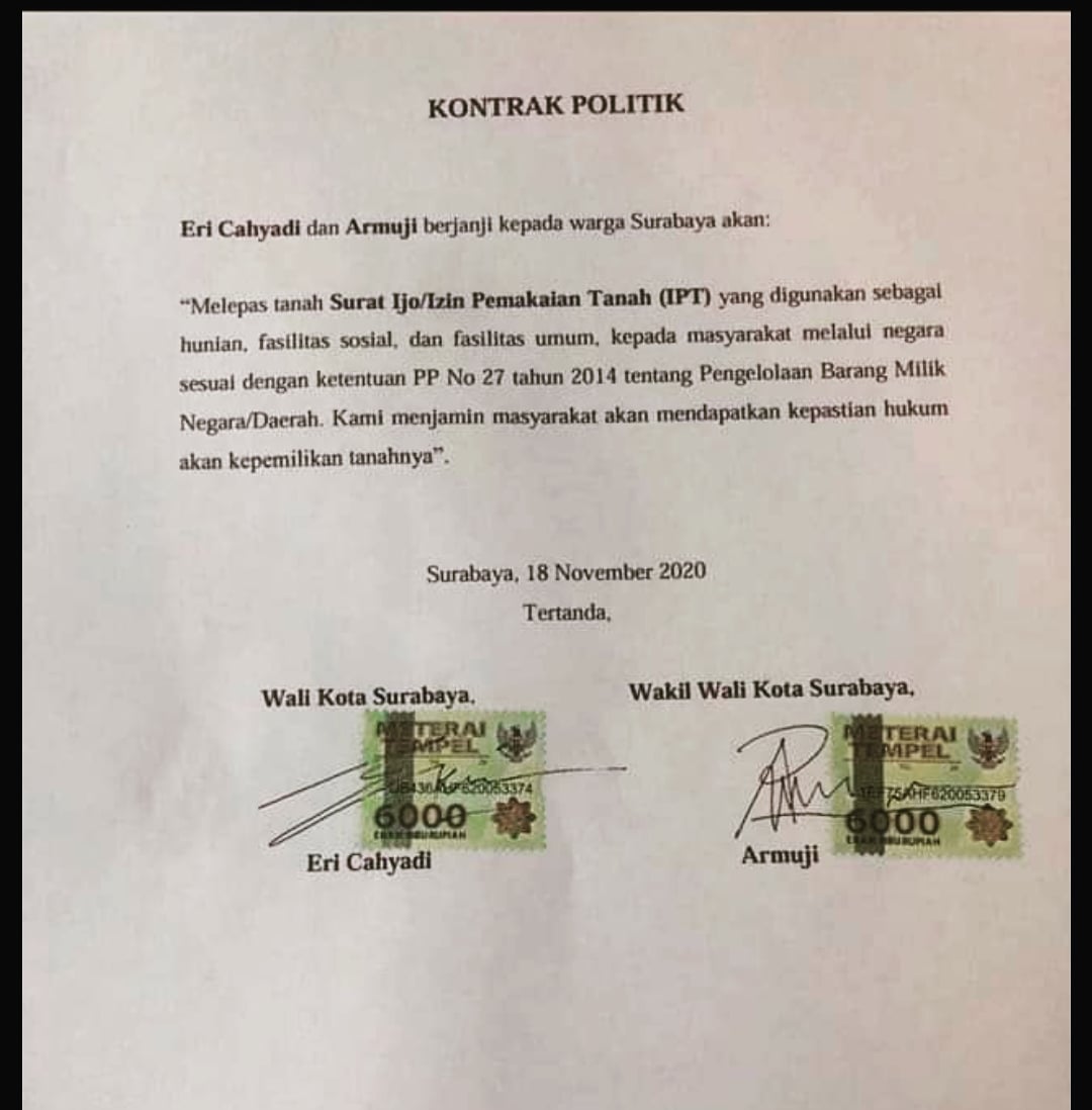 Ada Kontrak Politik Eri-Armuji Soal Surat Ijo, Warga Ambil Sikap