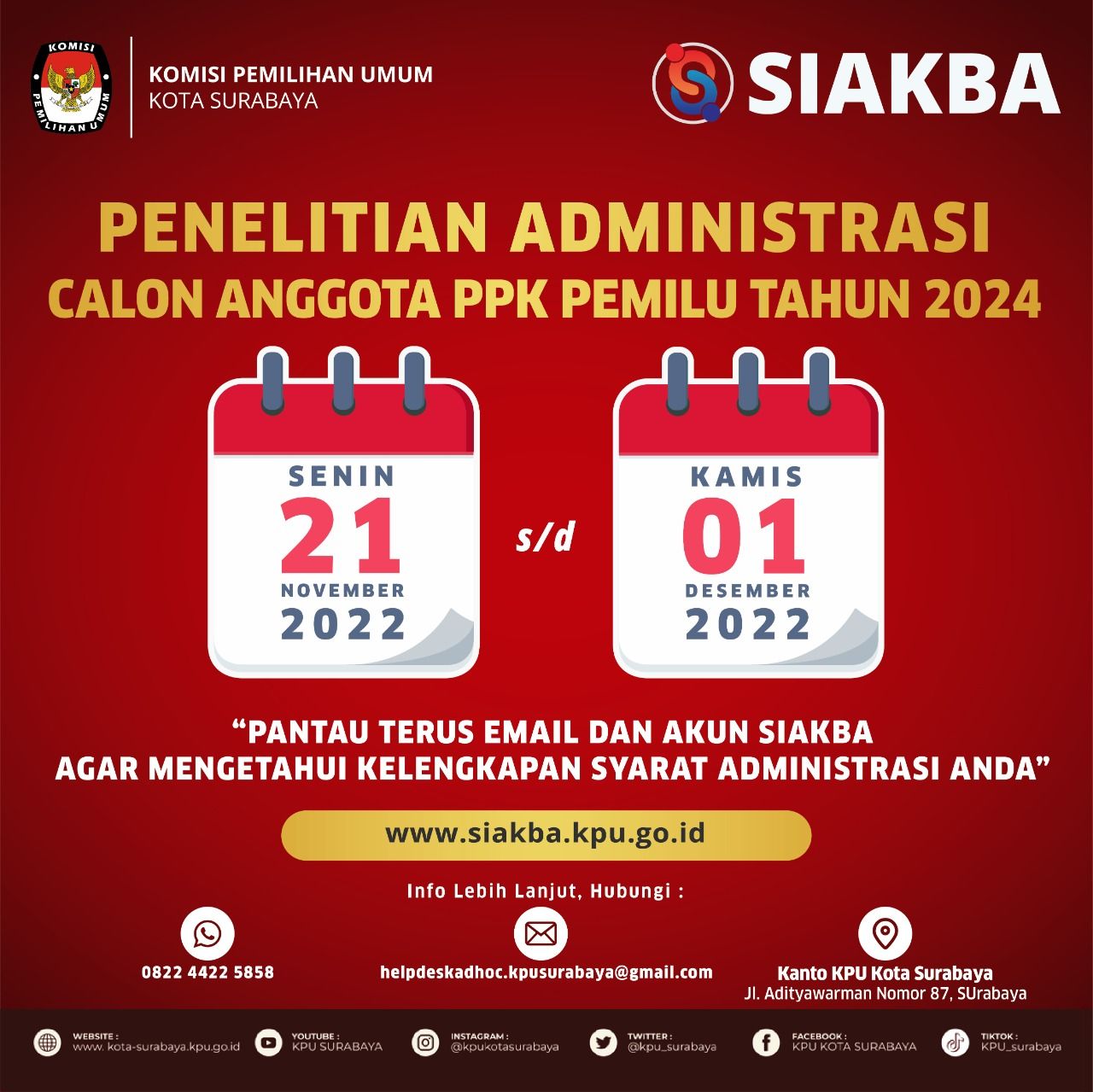 Calon PPK Diminta Rutin Cek Email dan SIAKBA