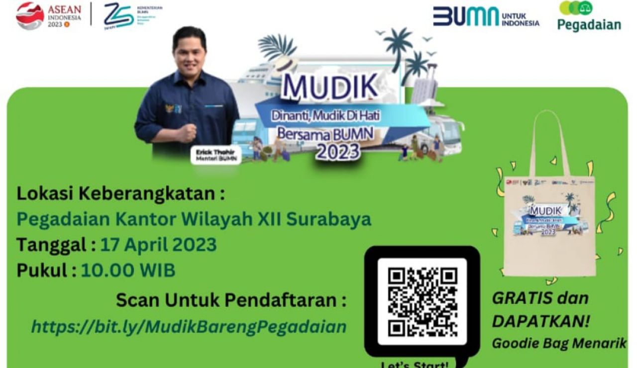 Yuk Mudik Gratis Pegadaian Bareng Kanwil XII Surabaya, Ini Tujuannya