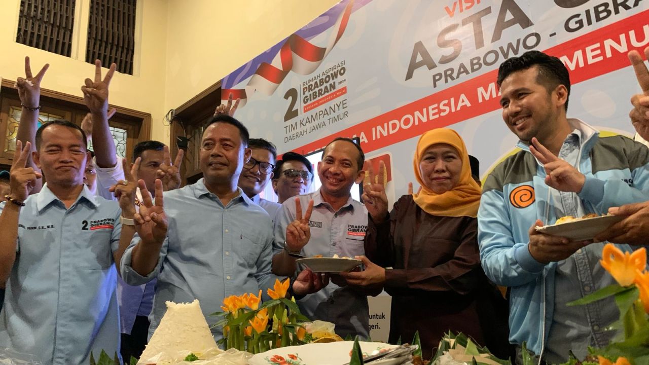 TKD Prabowo Gibran Jatim Sambut Kemenangan Prabowo Gibran Bersama Khofifah